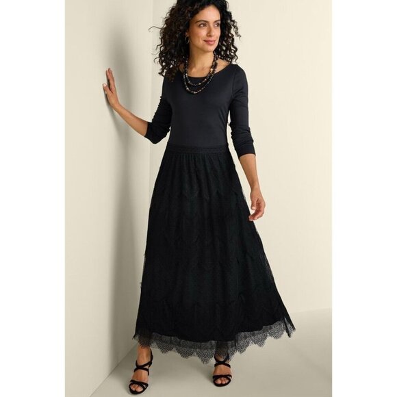 SOFT SURROUNDINGS Frederica Lace Maxi Dress Black SZ L - Picture 3 of 16